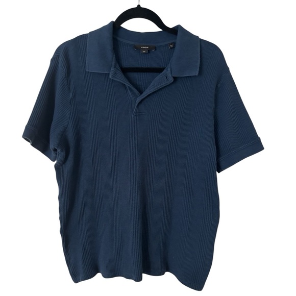 Vince Navy Blue Textured Polo - Picture 3 of 6